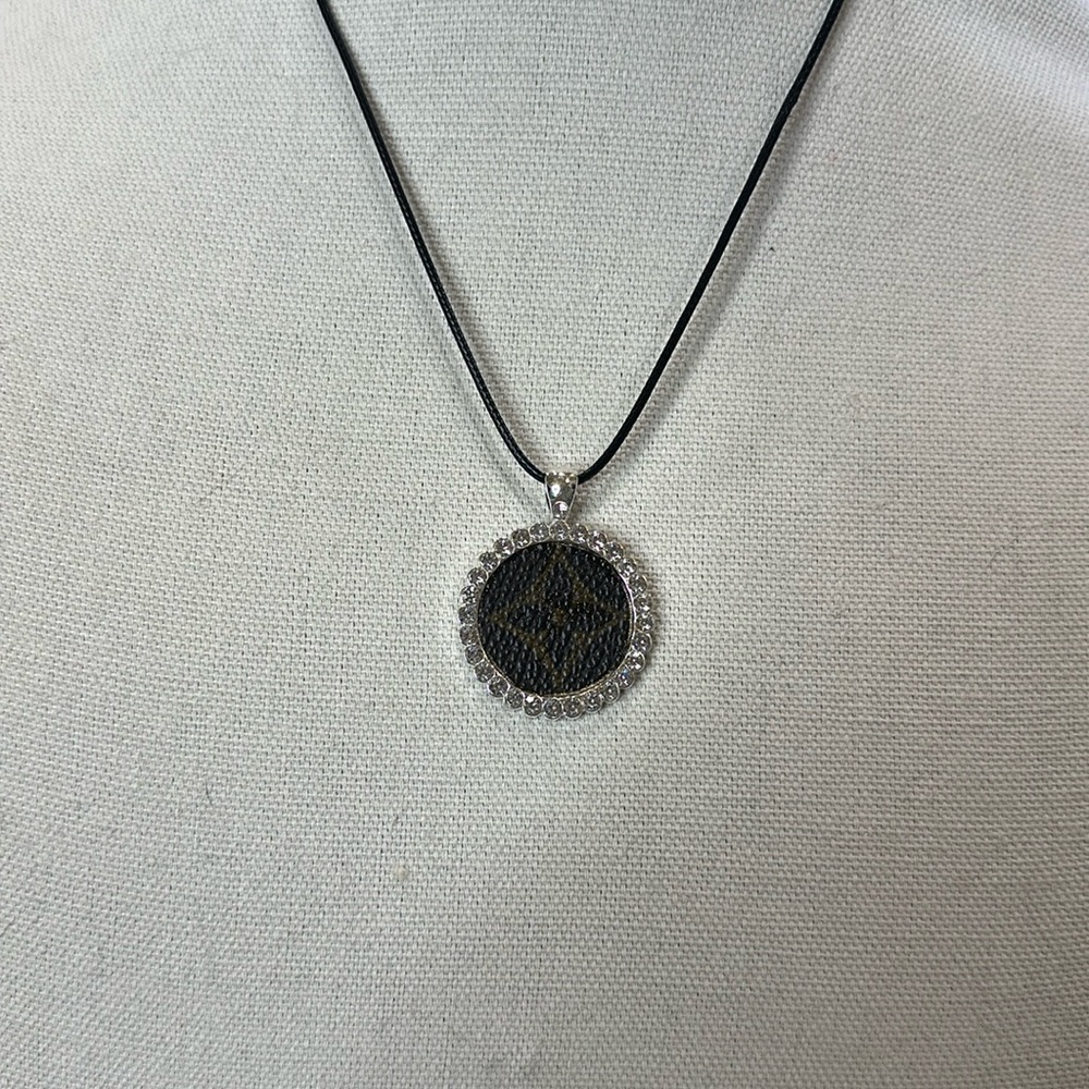 Necklace with upcycled Louis Vuitton monogram charm